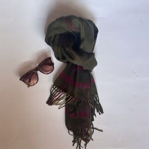 Lochmere Wool Cashmere Green Plaid Fall Scarf